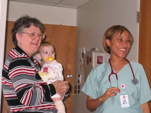 Grandmommy & Button Boy with Nurse